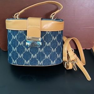 M Denim mini bag w/ crossbody strap BLUE
